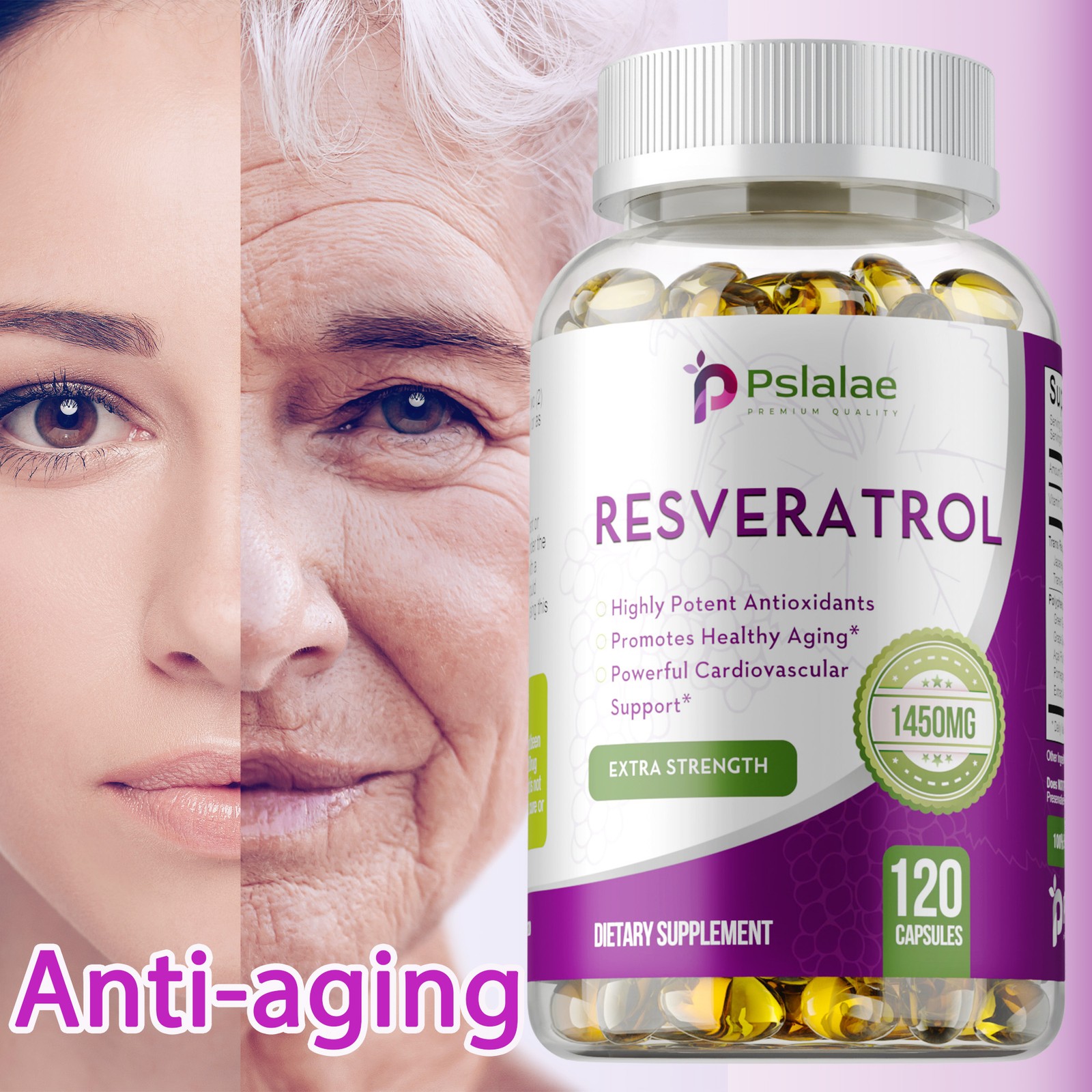 Resveratrol Capsules 1450mg – Natural Antioxidant, Anti Aging, Anti Inflammatory
