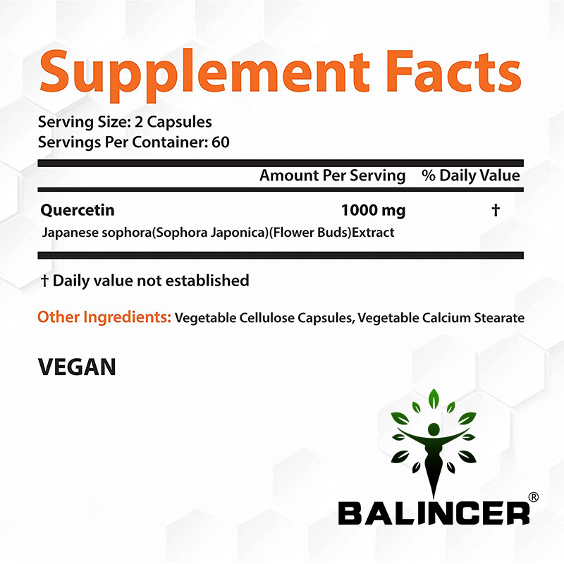 Quercetin 1000mg Natural lmmune Support Supports Cardiovascular Health 30/60/120
