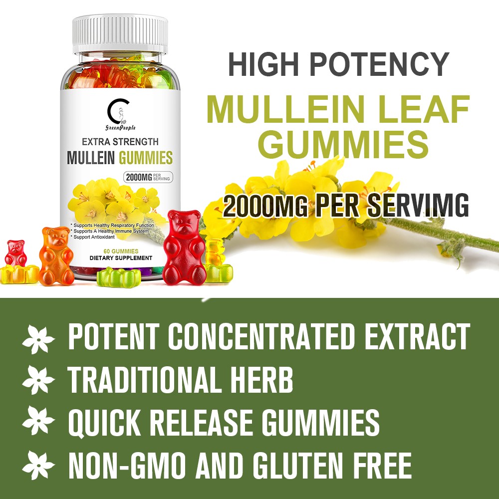 Mullein Leaf Gummies For Lung Cleanse Detox Natural Mullein Herbal Supplement