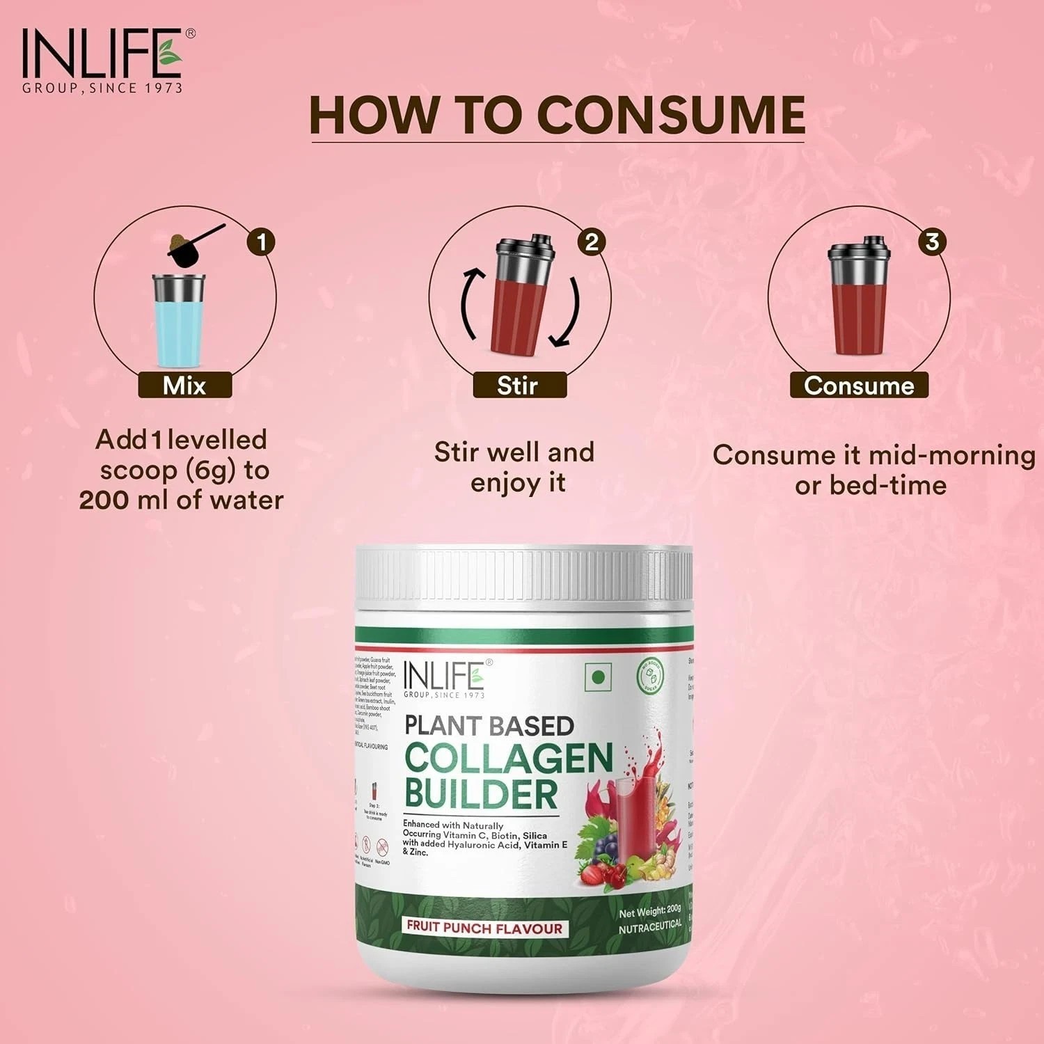 INLIFE Collagen Builder Supplements For Women and Men 200g (Fruit Punch) D193