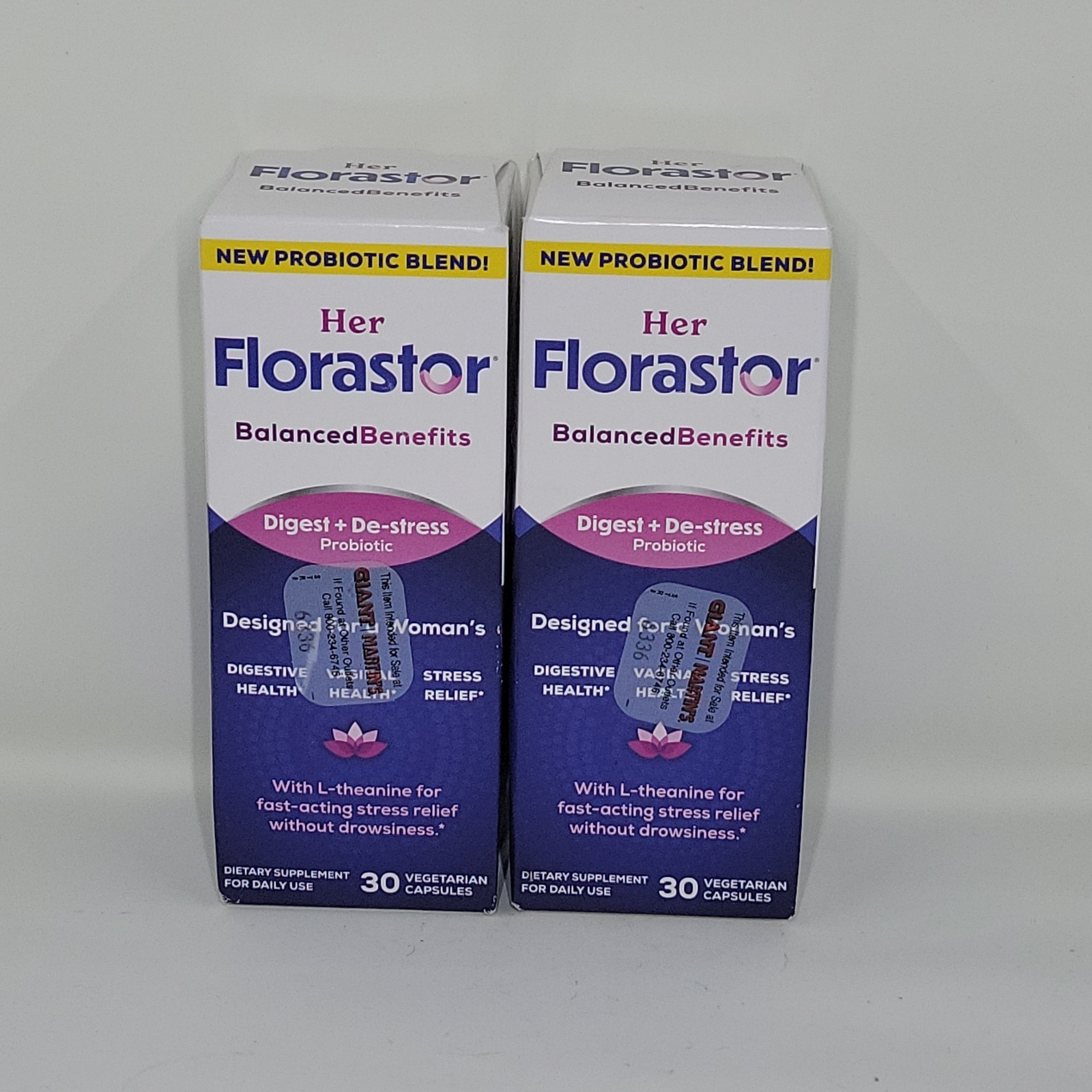 Her Florastor Daily Digest De stress Probiotic 2 pack Veg Capsules 8/2026