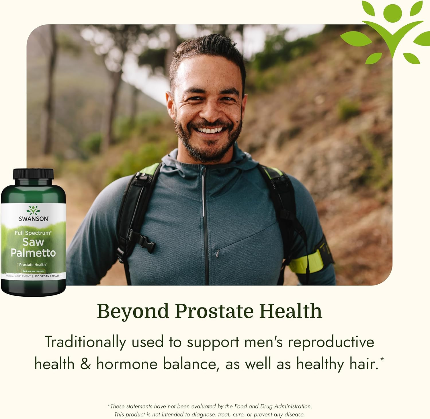 Saw Palmetto Full Spectrum Herbal Supplement for Men Seeking Prostate, Hair, and