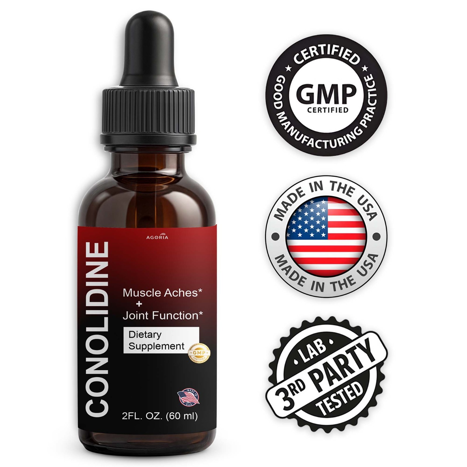Conolidine Drops Muscle Aches + Joint Function Dietary Supplement Serum (5-Pack)
