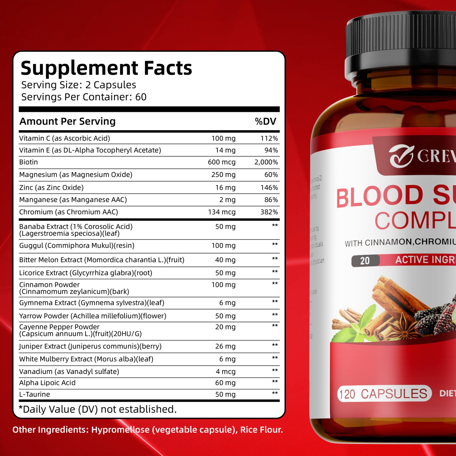 Blood Sugar Complex 120pcs – Promotes Heart and Cardiovascular Health,Metabolism
