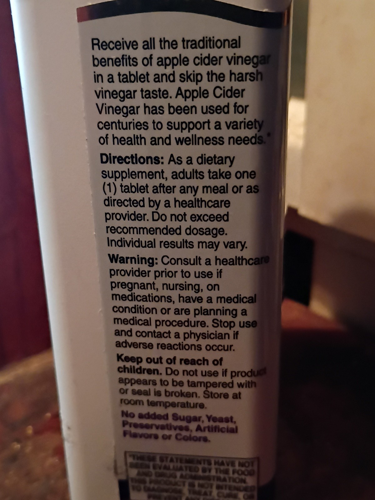 Gluten Free Apple Cider Vinegar Supplement 250 Count Metabolism Support -08/2026