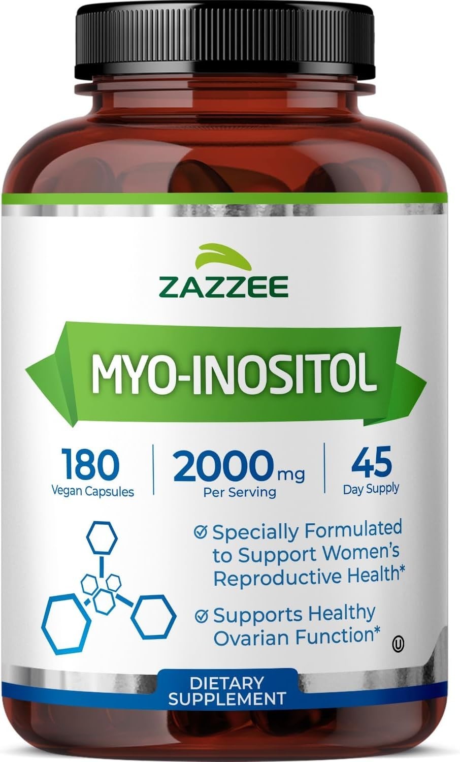 Certified Kosher Myo-Inositol 2000mg – 180 Capsules for Hormone Support