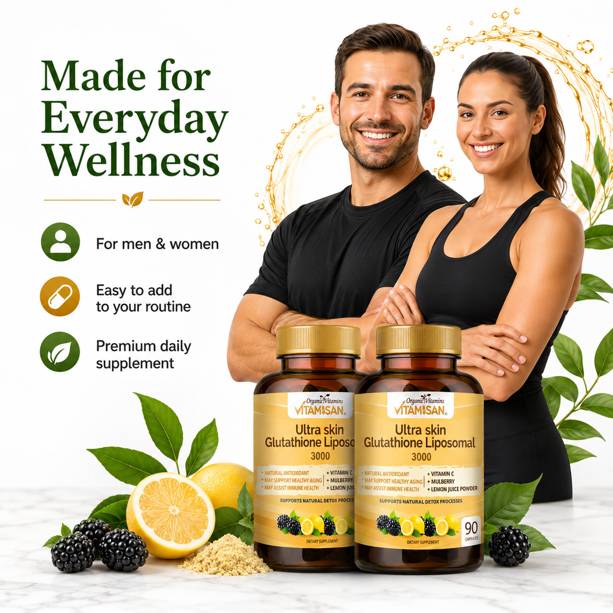 Liposomal Glutathione organic Vitamins 3000mg – 90 Capsules Ultra Master Liver D
