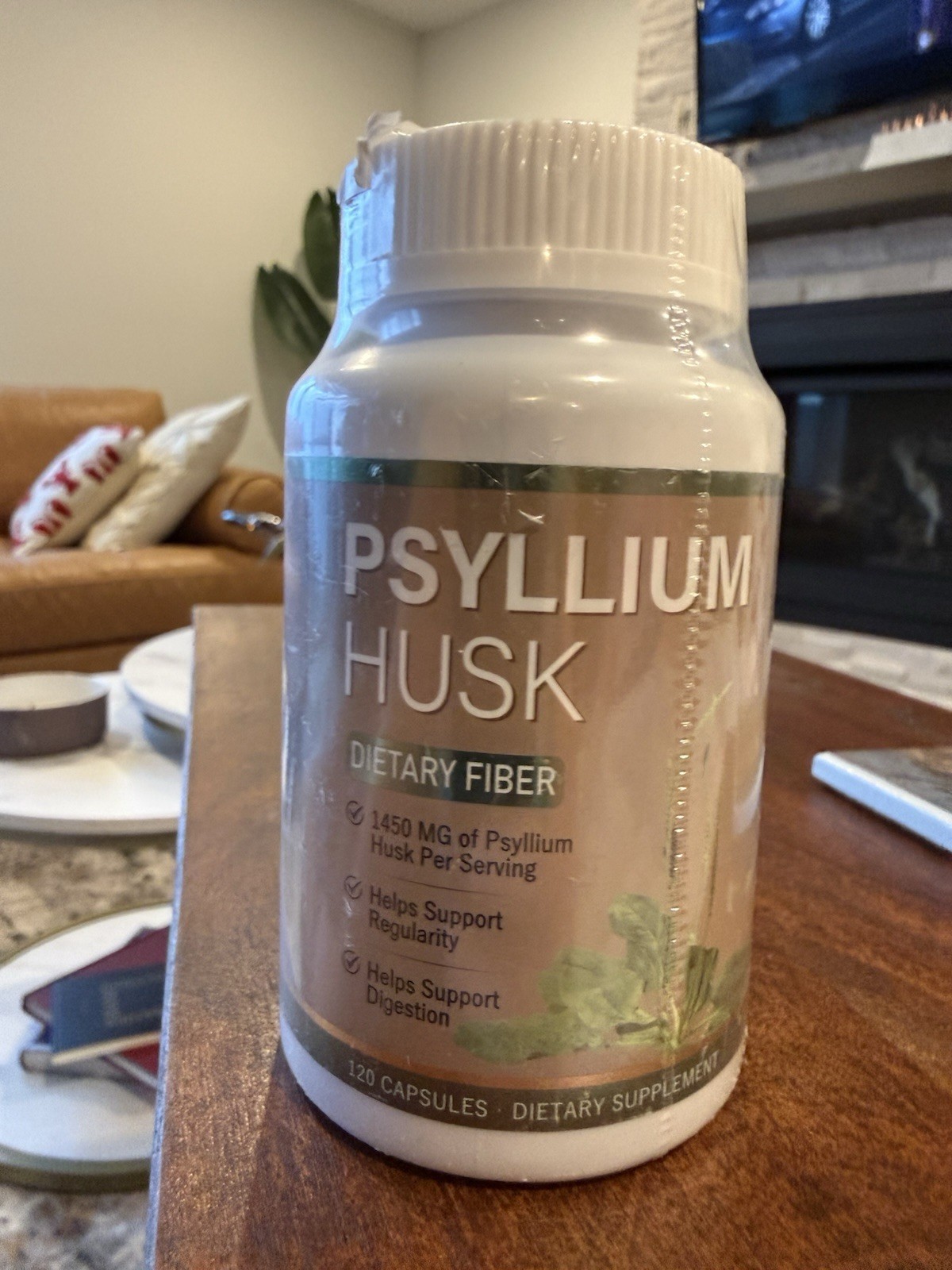 Psyllium Husk Capsules Dietary Fiber 1420mg Support Digestion + Regularity