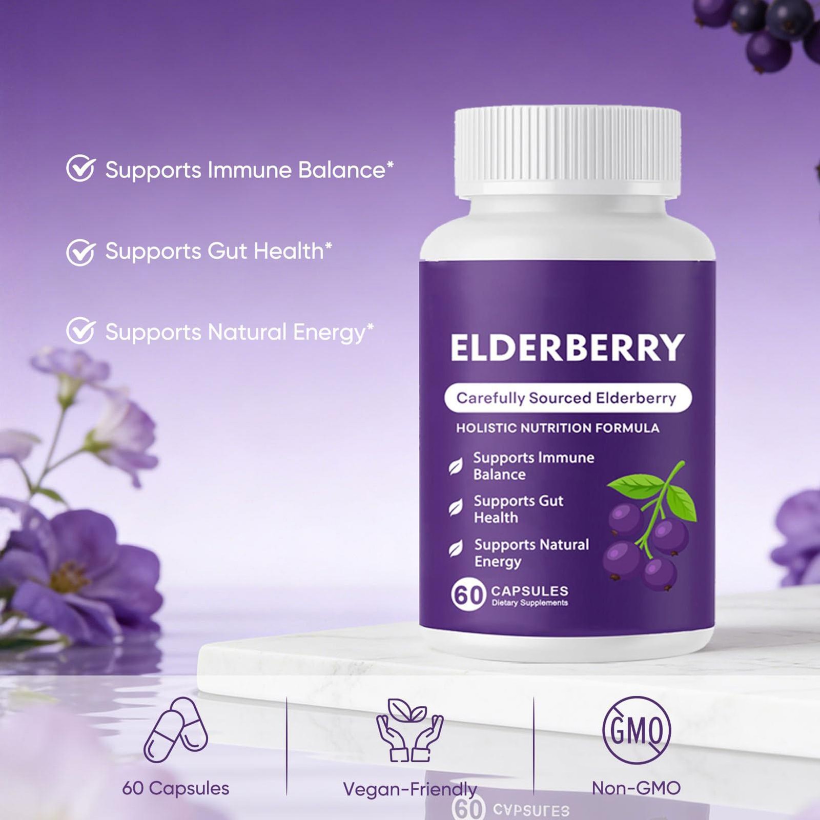 Support Elderberry Gut Elvera Complex – Organic Black Elderberry Soft Capsules