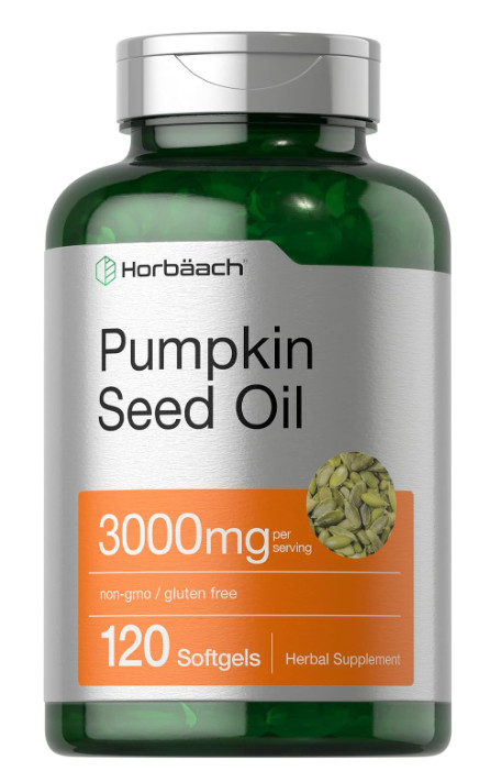 Pumpkin Seed Oil Capsules | 3000mg | 120 Softgels | Cold Pressed | by Horbaach