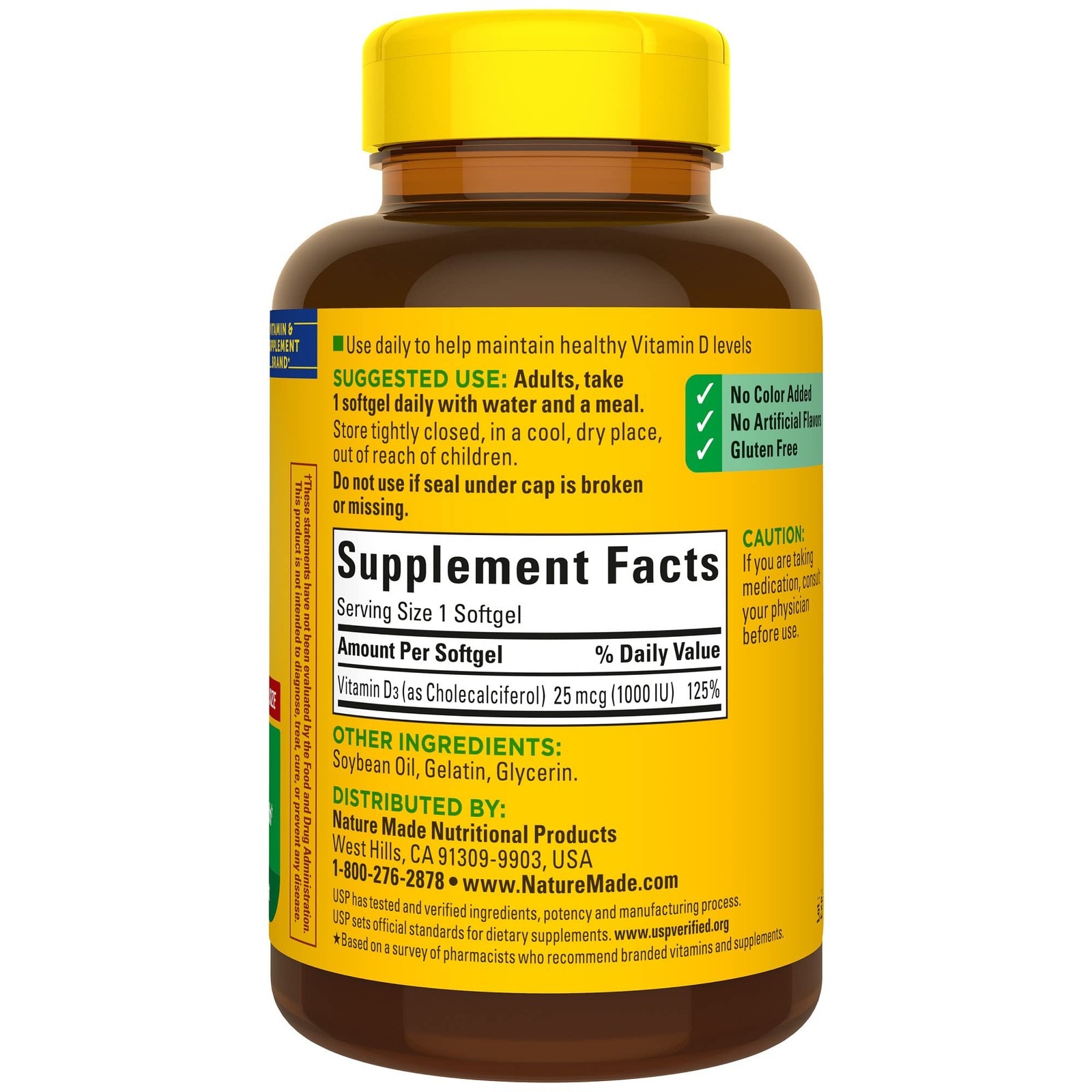 Nature Made Vitamin D3 1000 IU (25 mcg), 300 Count (Pack of 1), 300