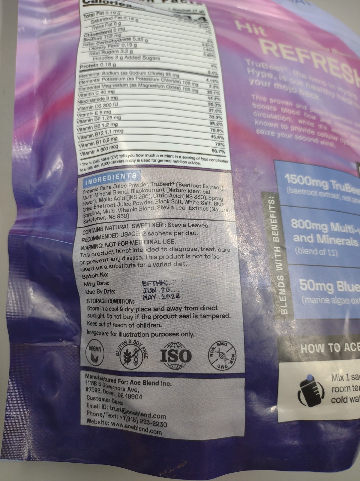 Lot Of 4 TruBeet Hydro Hype Sachets ~ 15 Per Bag ~ Expire 05/26
