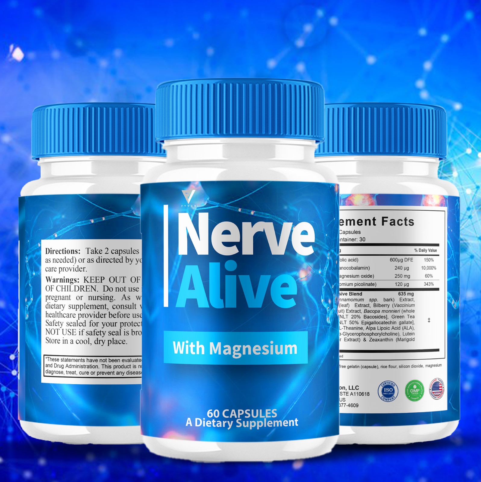 (5 Pack) Nerve Alive with Magnesium NerveAlive Maximum Strength (300 Capsules)