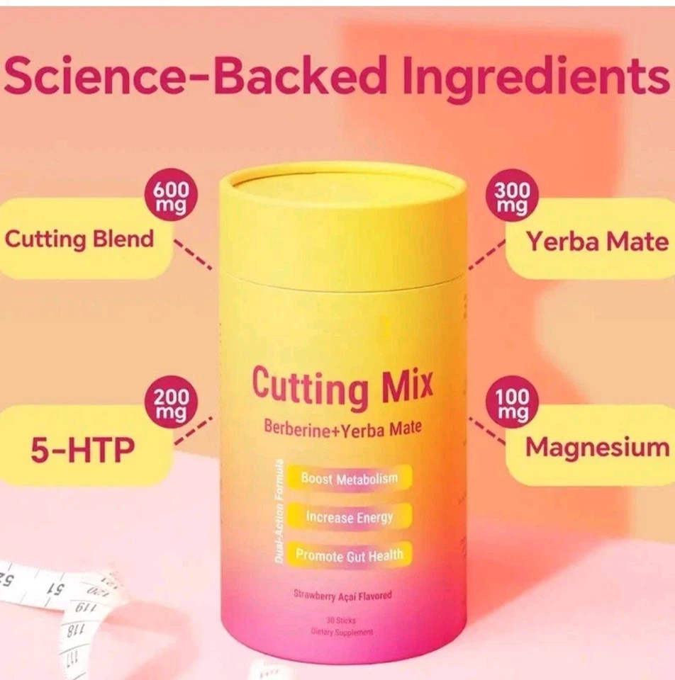 Cutting Drink Mix – Berberine+Yerba Mate, Boost Metabolism Gut Health Supplement