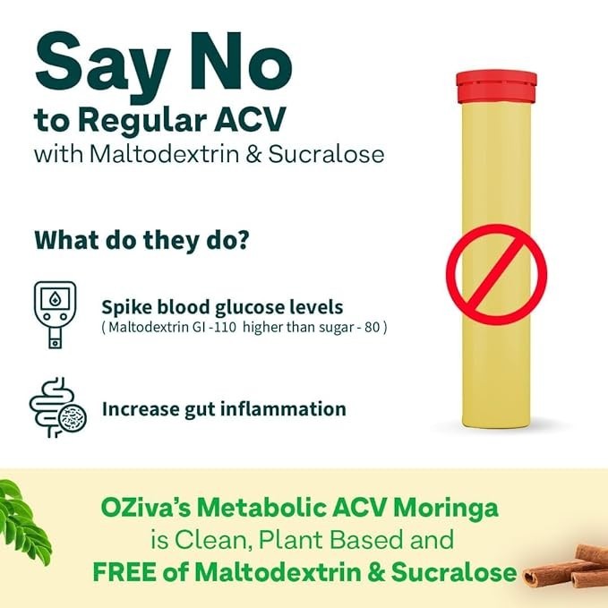 OZiva ACV Moringa Tablets Effervescent Lemon Masala 180 Tablets Free shipping