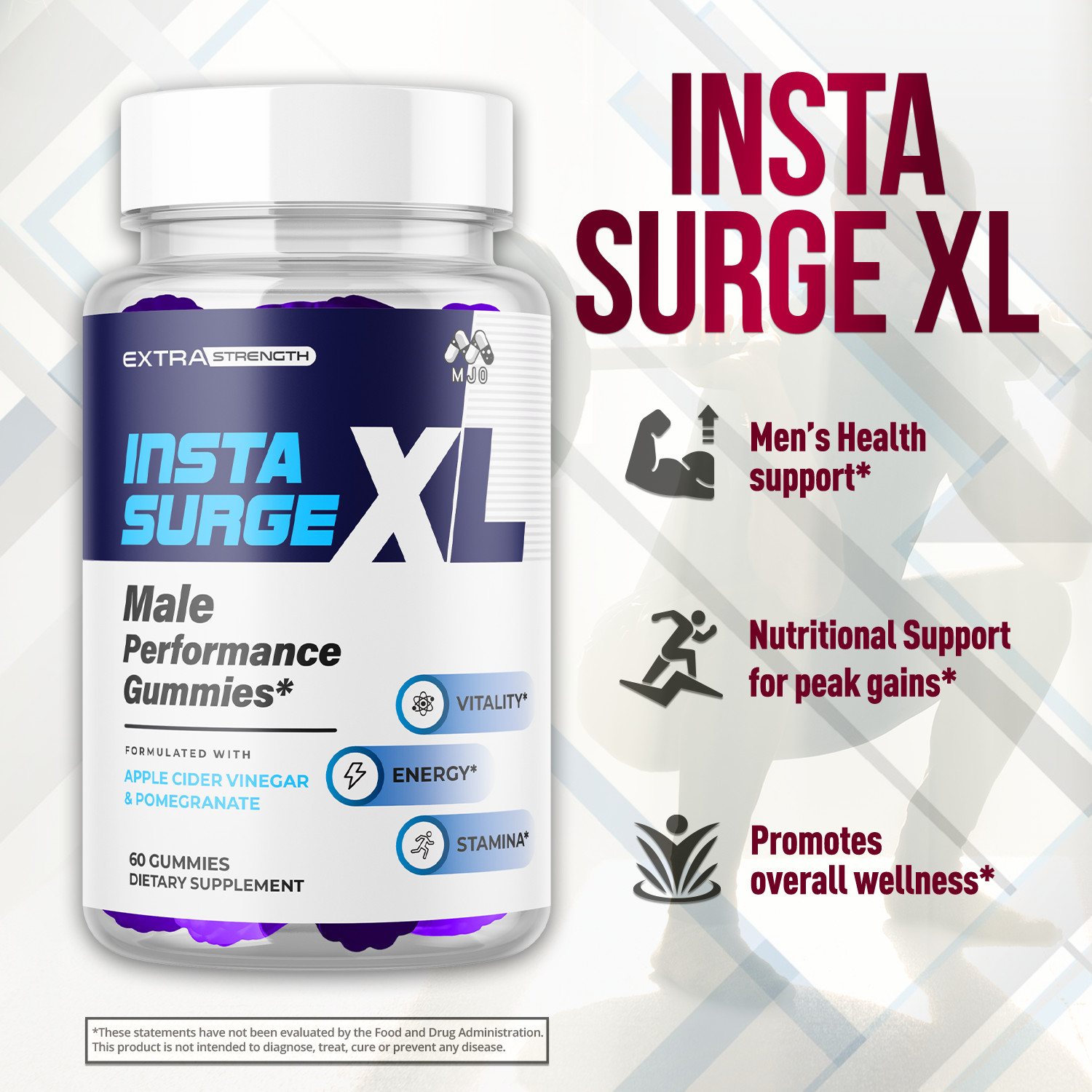 (1 Pack) Insta Surge XL Male Gummys Advanced Supplement InstaSurgeXL 60 Gummies