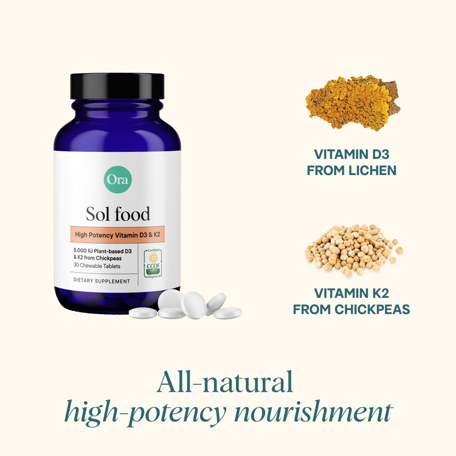 Ora Organic Vitamin D3 5000IU + K2 – Vegan Vitamin D from Lichen and K2 from …