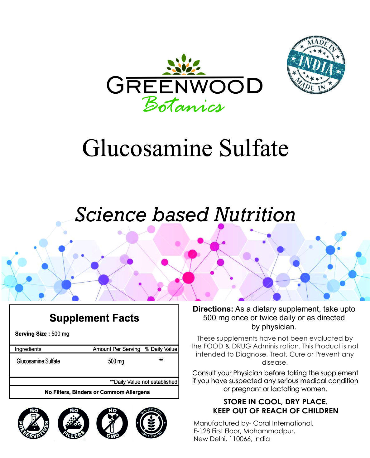 Glucosamine Sulphate Powder for Supports Joint Health & Flexibility Free Ship