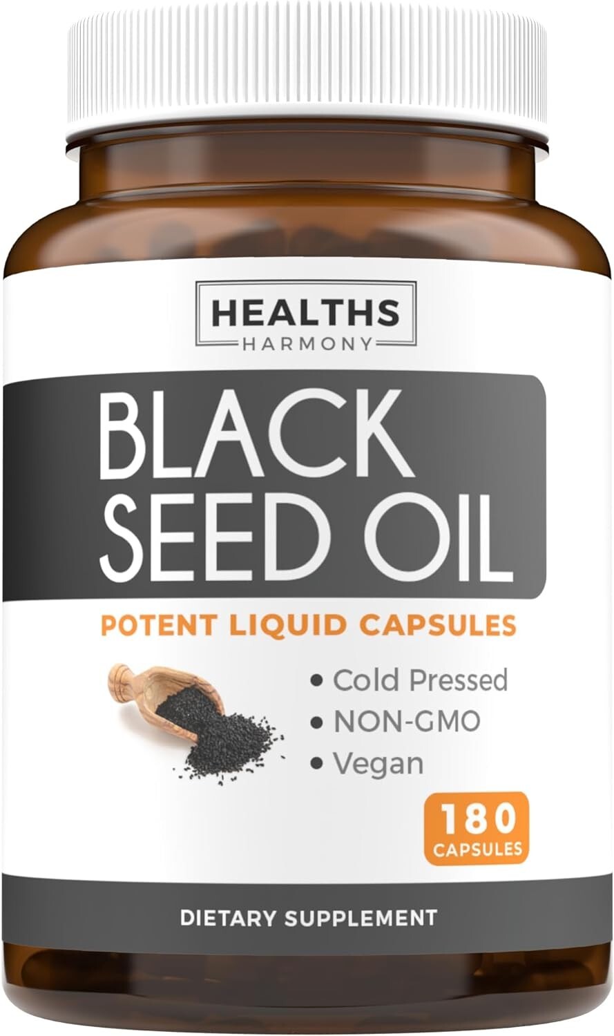 Healths Harmony Black Seed Oil – 180 Softgel Capsules (Non-GMO & Vegan) Premium