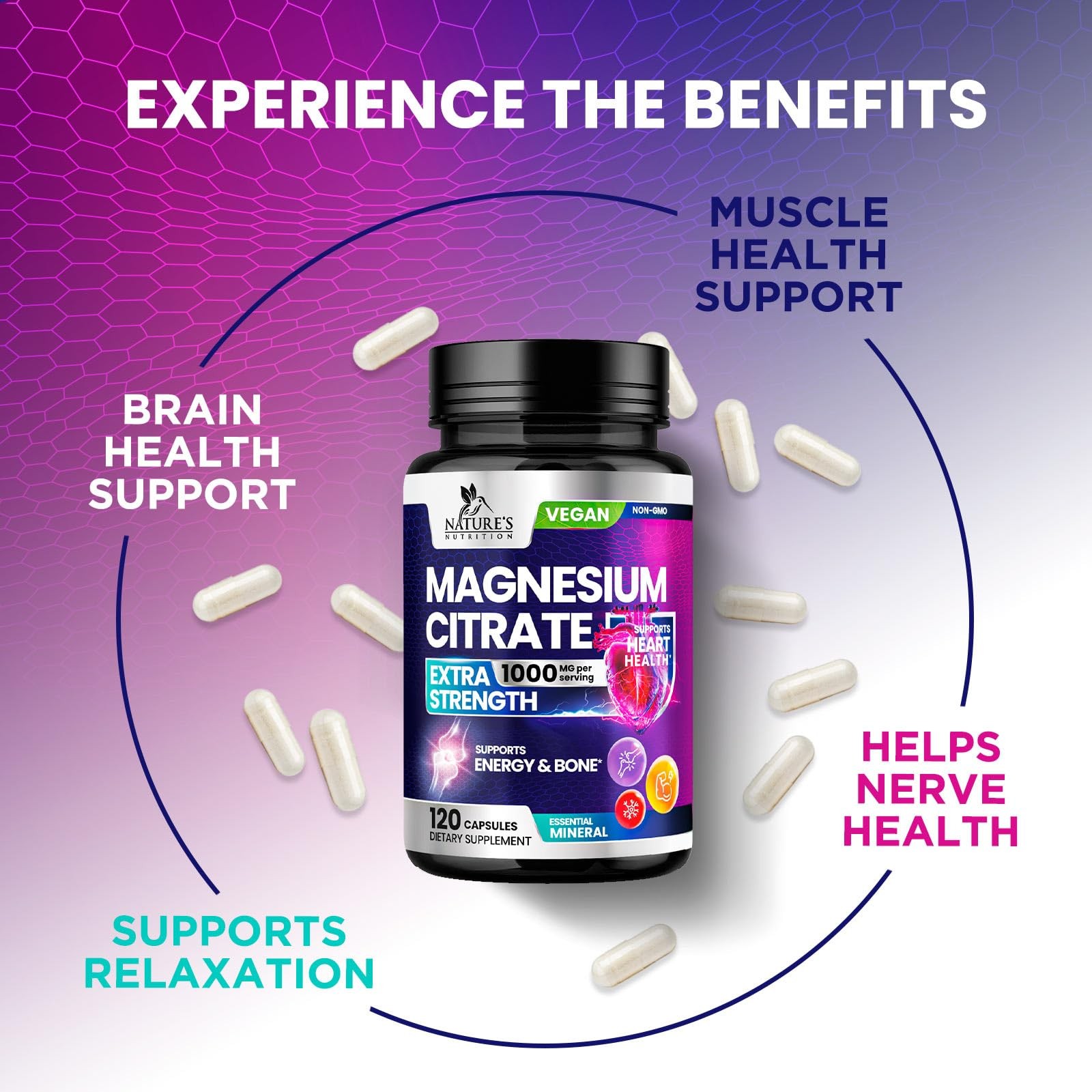 Magnesium Citrate 1000mg Per Serving – 3X Strength 120 Count (Pack of 1)