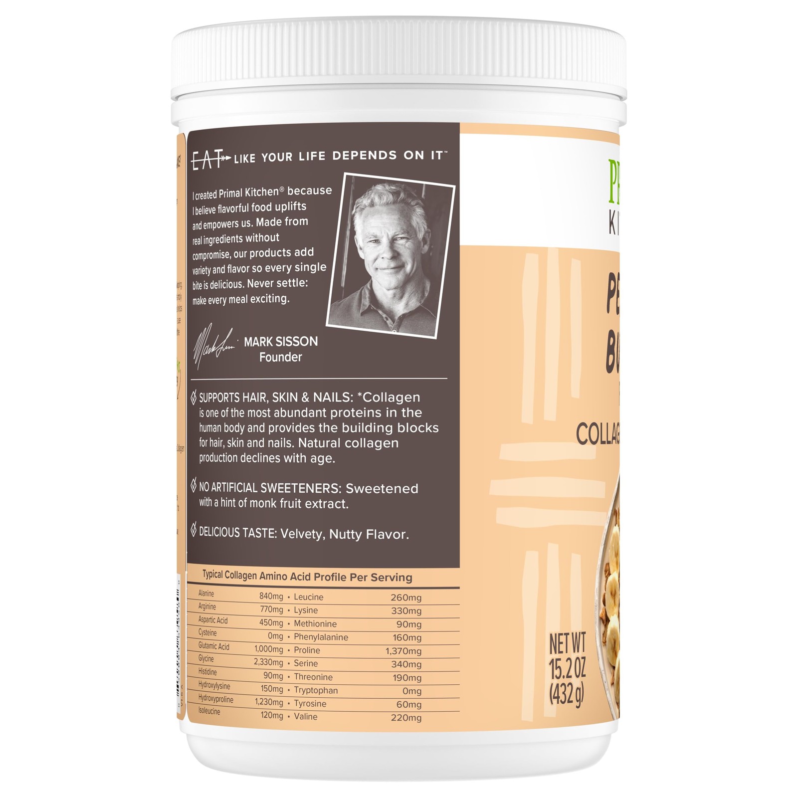 Primal Kitchen Peanut Butter Flavor Collagen Fuel® Drink Mix Collagen Peptide…