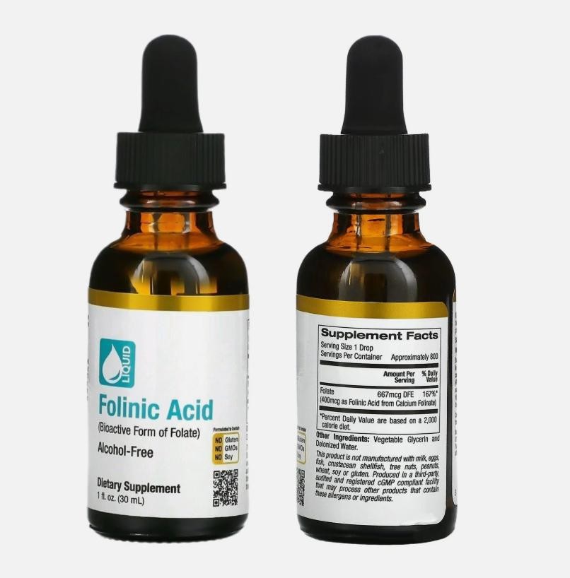 3Pack California Gold Nutrition Folinic Acid Alcohol 1 FL Oz (30 Ml)