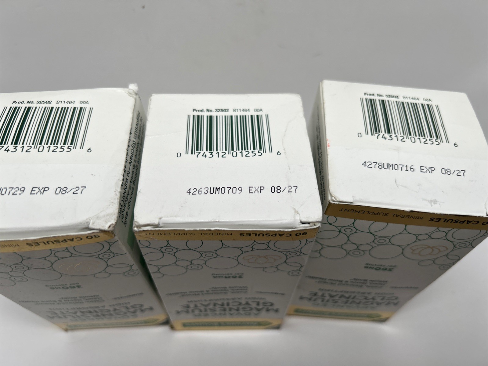 Nature’s Bounty Advanced Magnesium Glycinate 360mg 90 Caps 3 Pack Exp 12/2027