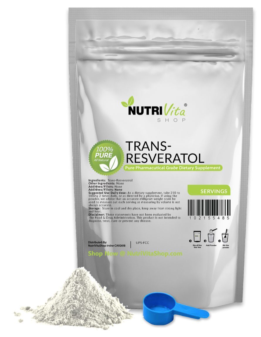 2X 4 Months Supply (8 Months) 100% PURE Trans Resveratrol Anti-Aging Powder USP