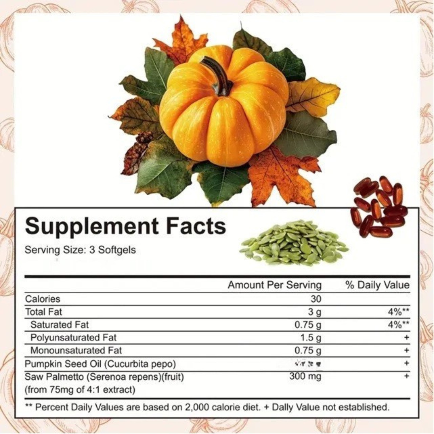 Pumpkin Seed Oil 4000mg Softgels | Cold Pressed Virgin | Saw Palmetto | 300 Coun