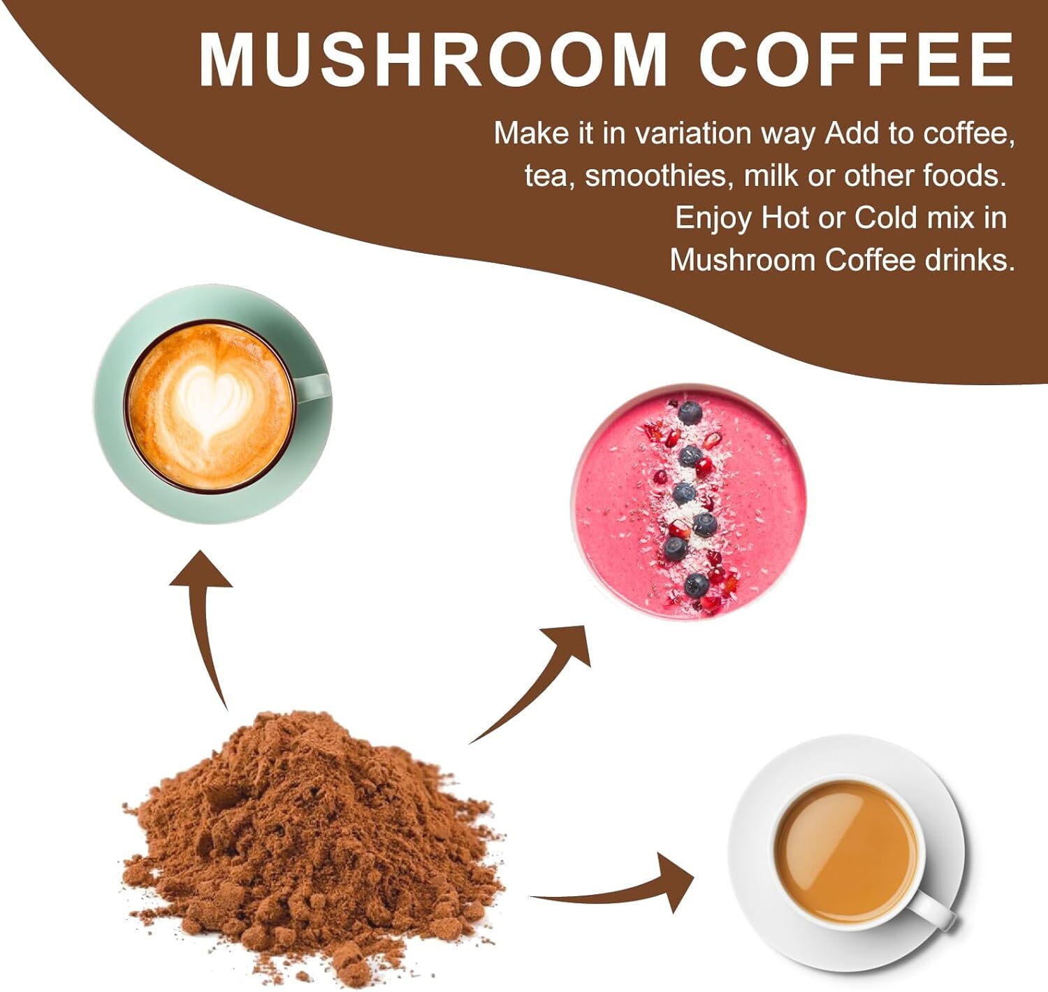 Organic Instant Coffee Powder Mushroom Coffee 227GBrain& Memory Focus Boost