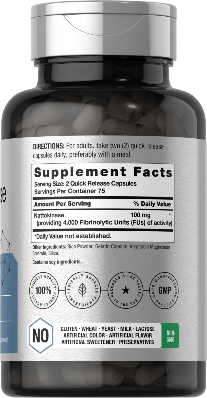 Nattokinase 4000 FU Supplement | 150 Non-GMO Gluten-Free Capsules for Heart Heal