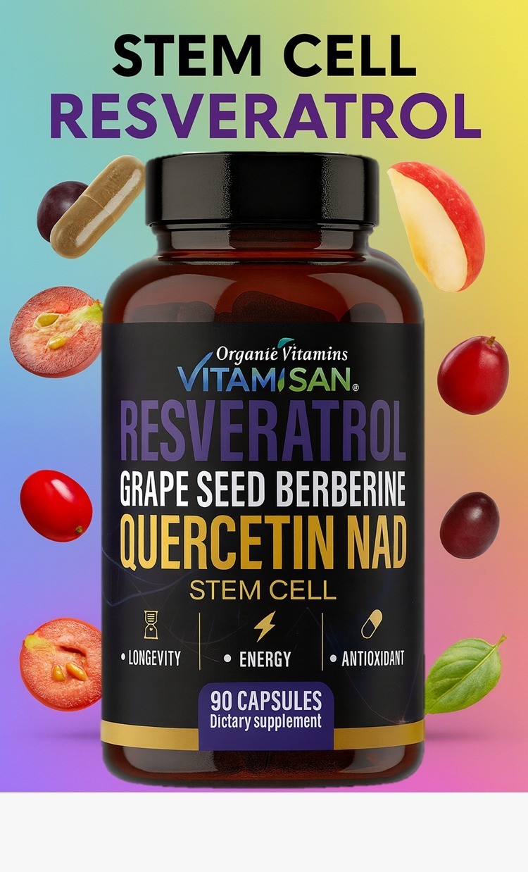 2 Pack – Resveratrol Quercetin NAD Grape Seed Berberine Stem Cell Energy Antioxi