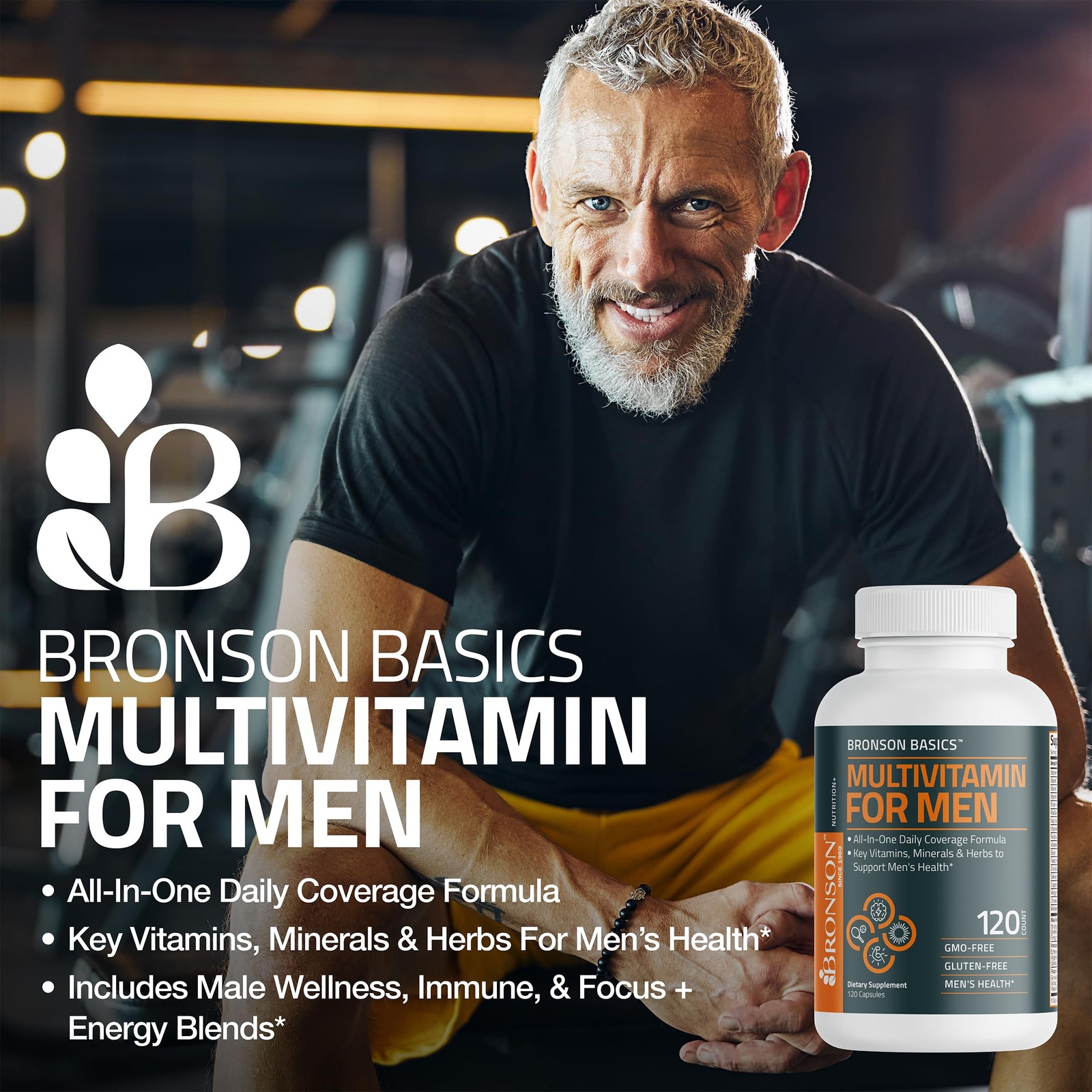 Bronson Multivitamin for Men All-in-One Daily Coverage 120 Count (Pack of 1)