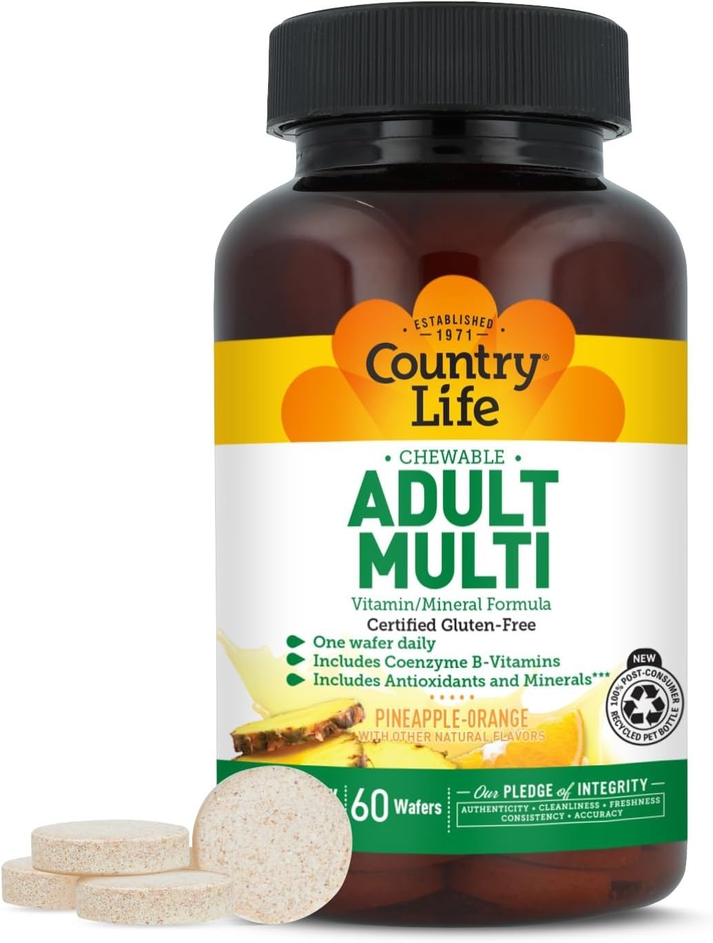 Nutritious 60 Count Chewable Multivitamins – Pineapple-Orange Flavor for Adults
