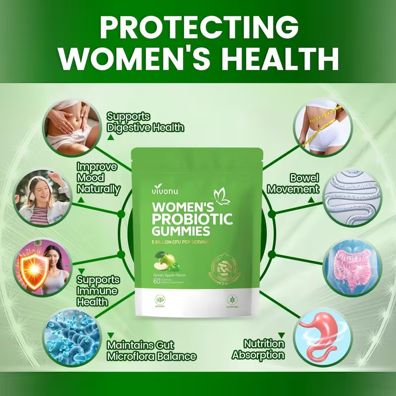 Vaginal Probiotics for Women, Feminine Balance pH Gummies 60ct/1bag Green Apple