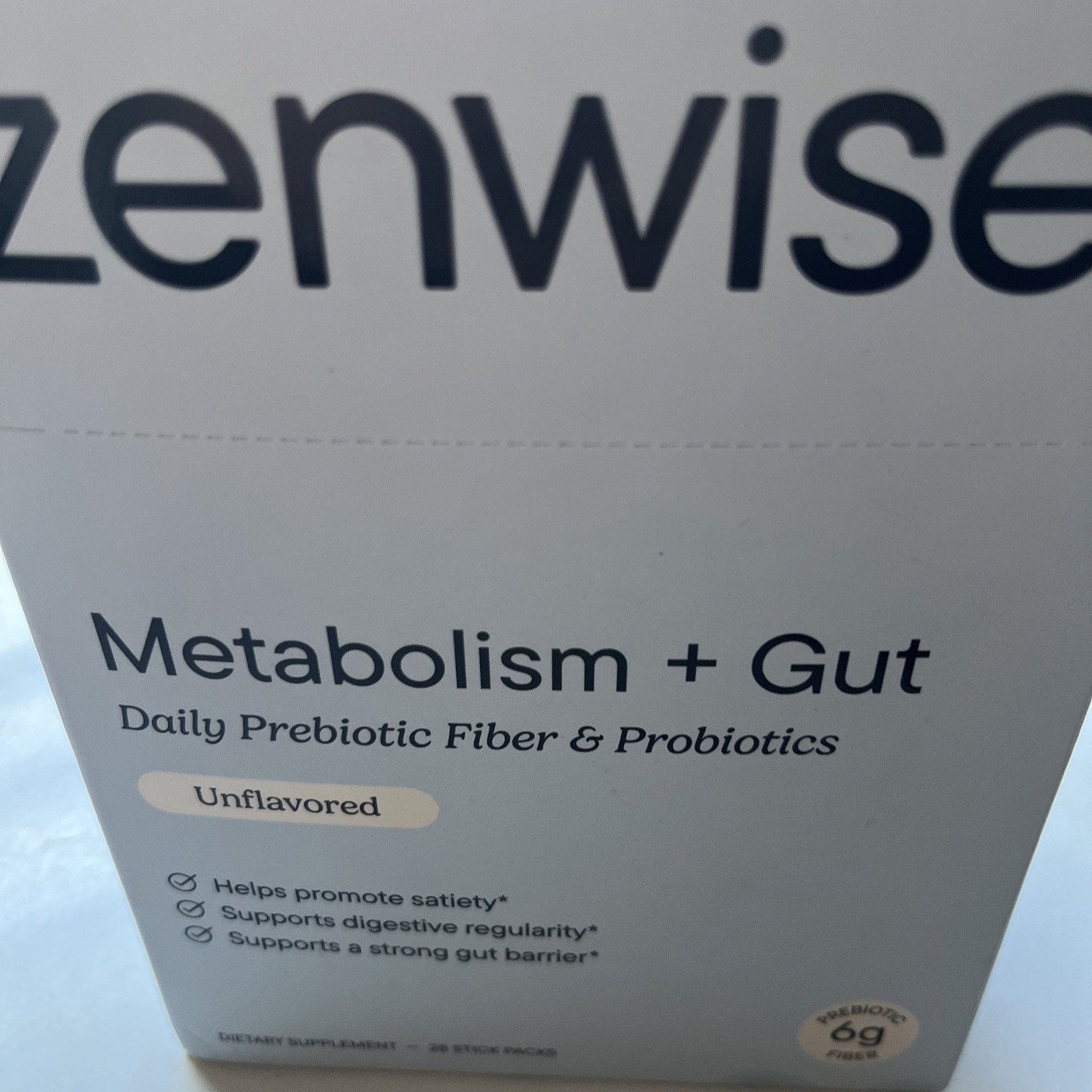 Zenwise Metabolism + Gut Daily Prebiotic Fiber & Probiotics 28 Stick Packs – New