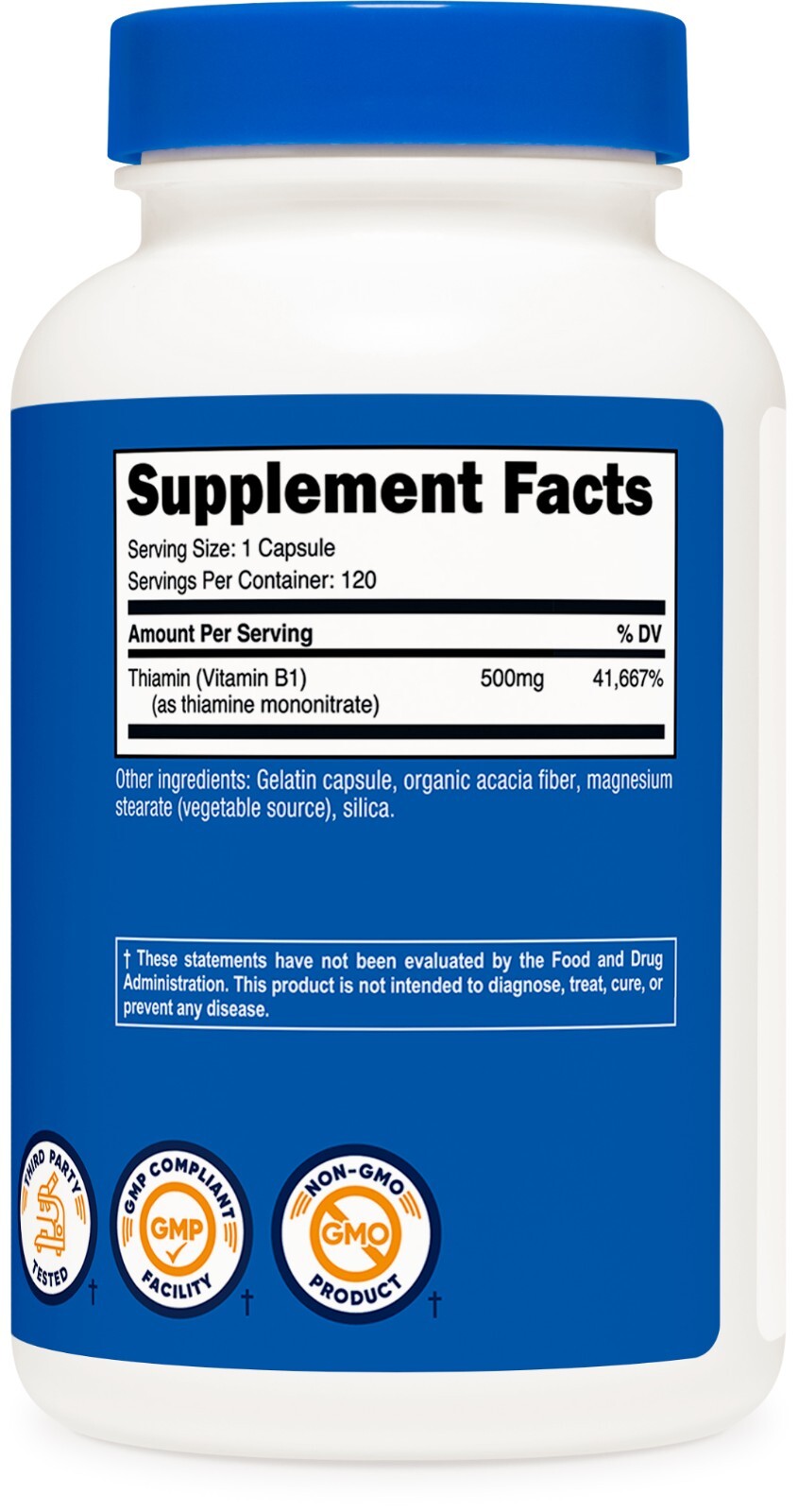 Nutricost Vitamin B1 (Thiamin) 500mg, 120 Capsules – Gluten Free & Non-GMO