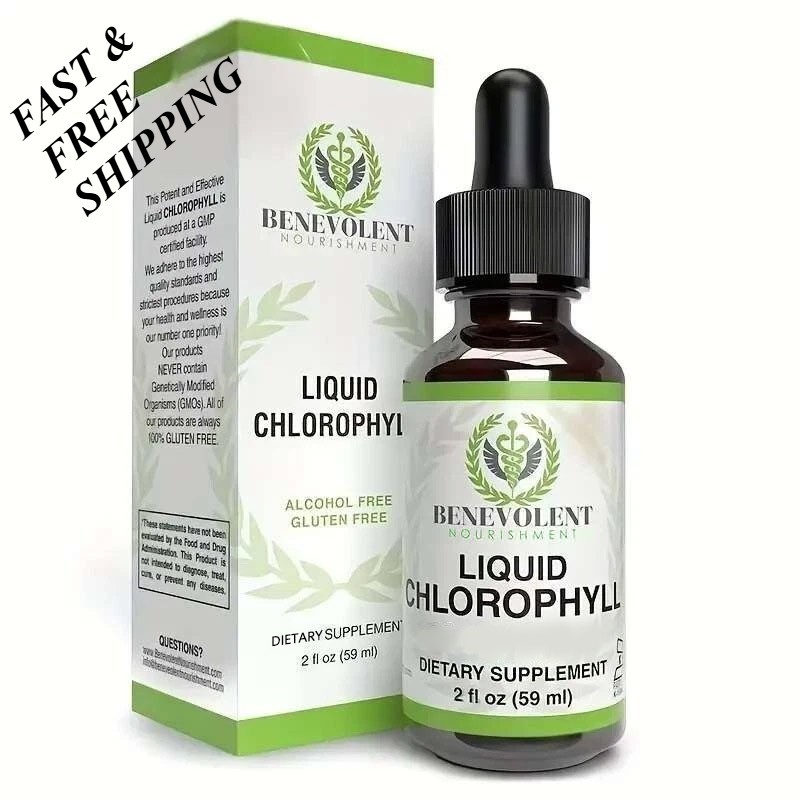 2 BOTTLES-Benevolent Nouris Chlorophyll Liquid Drops Detox, Internal Deodorizer