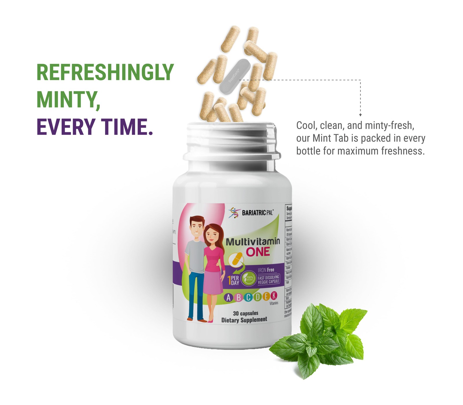 BariatricPal Multivitamin ONE “1 per Day!” Veggie Capsule – Iron Free