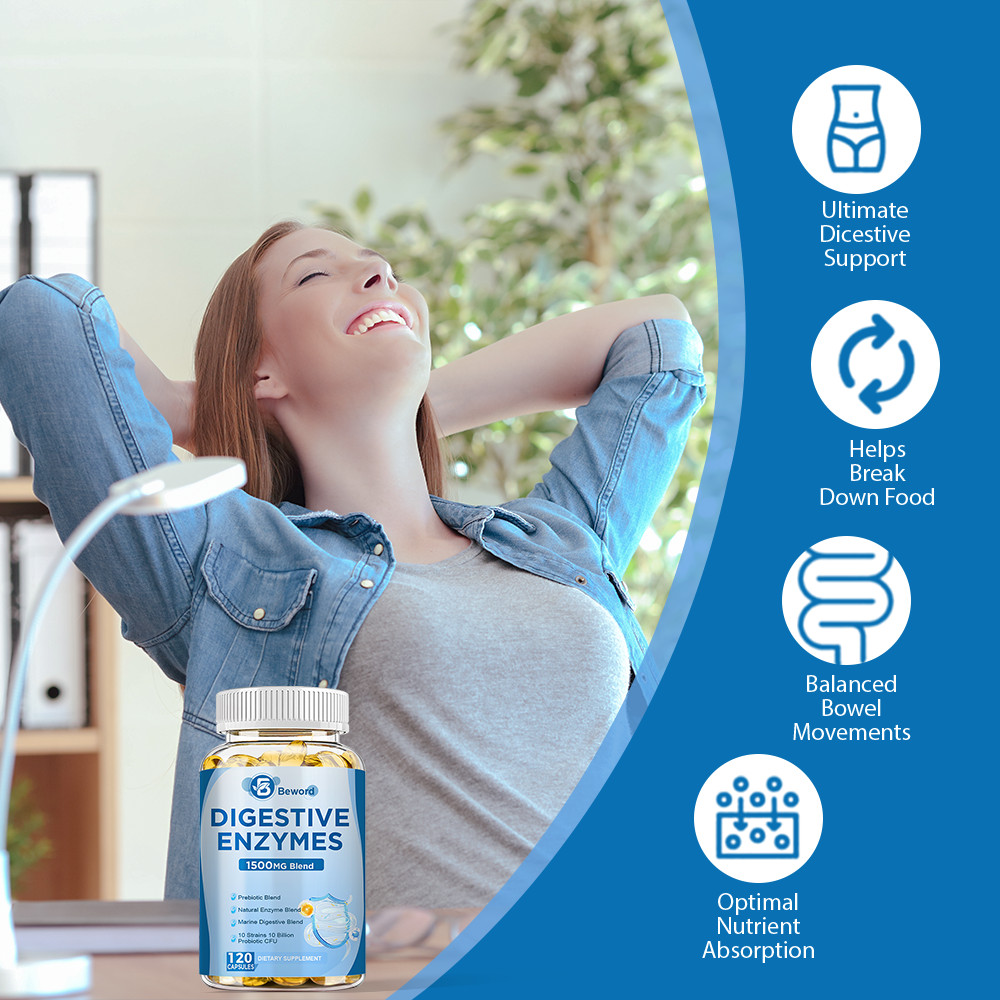 Digestive Enzymes w/ Prebiotic & Probiotics, Gas, Constipation & Bloating Relief