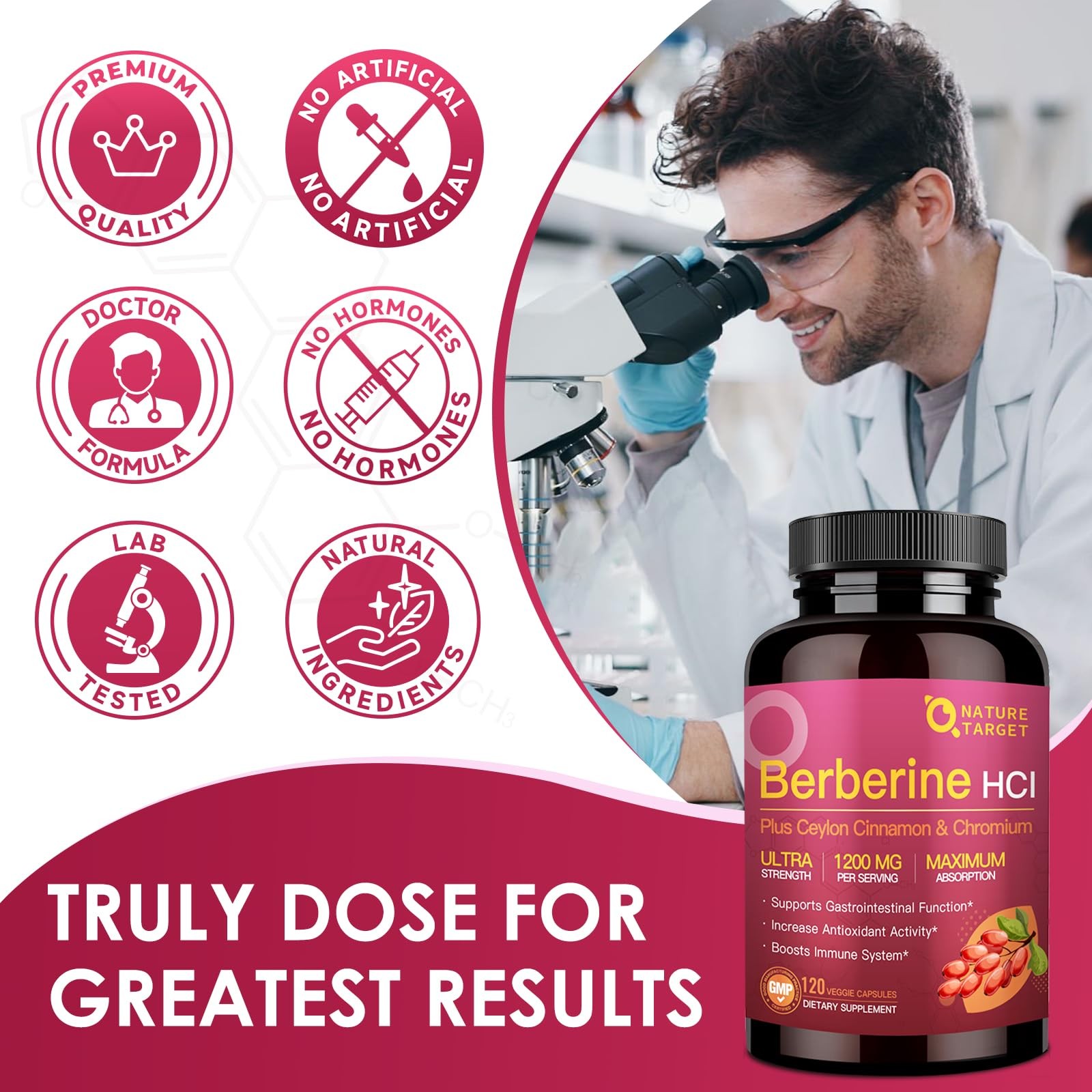 Berberine HCL 1200mg, Berberine Supplement with Ceylon Cinnamon, Chromium – Supp