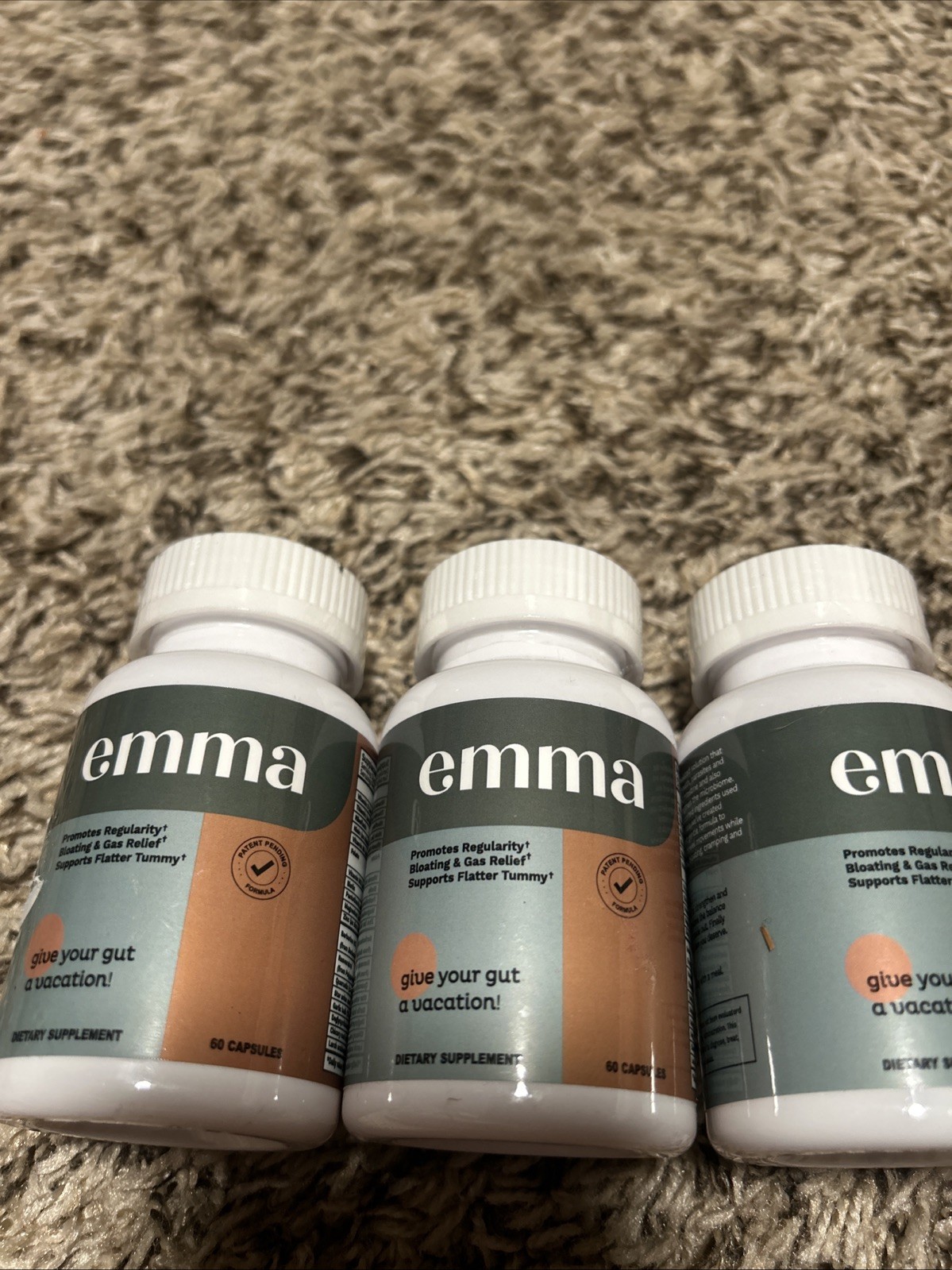 (3) Emma Gut Health Supplement 60 Caps Digestive Support, Bloat Relief 05/2027