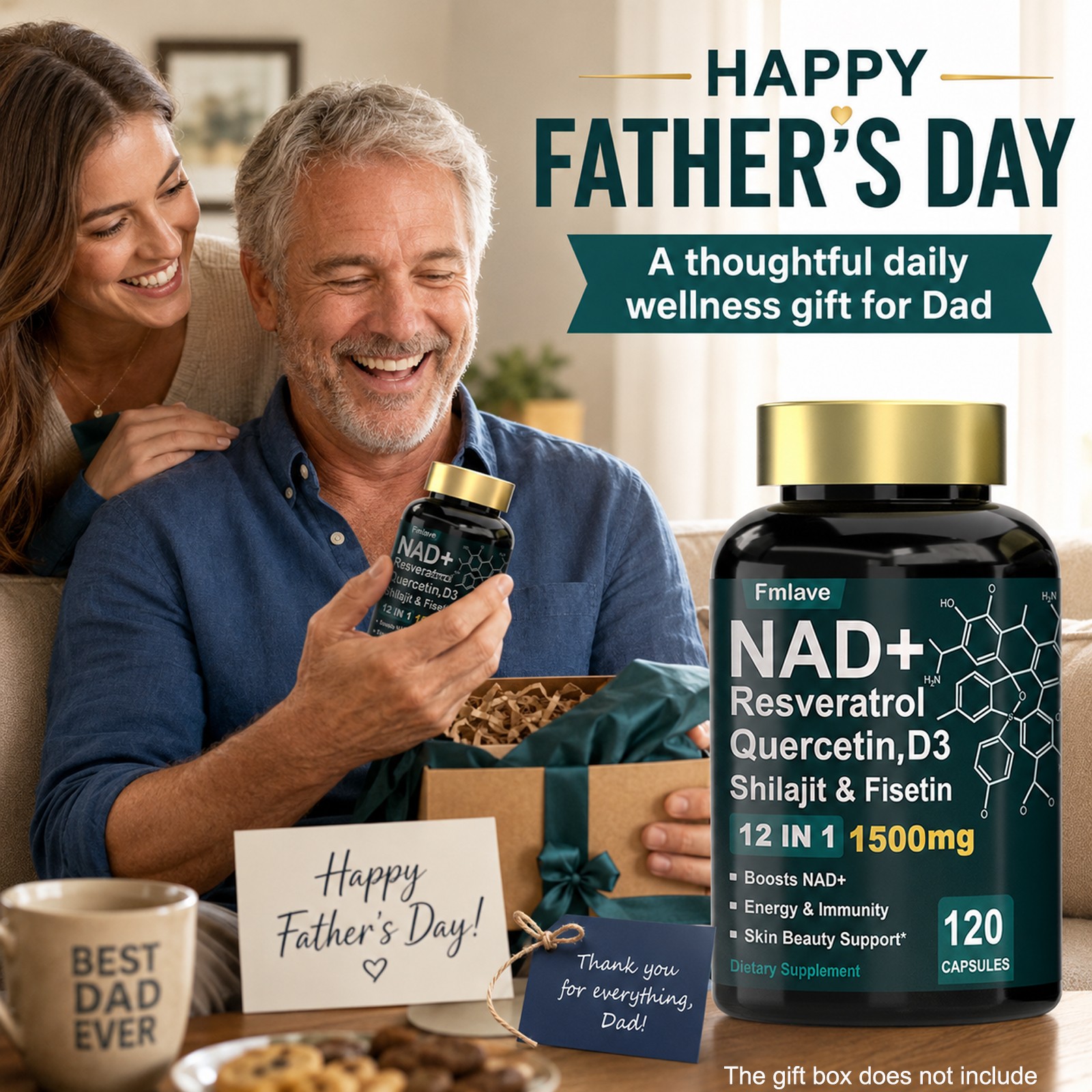 NAD+ Supplement 1500mg with Resveratrol | Cellular Health & Energy | 120 Caps US