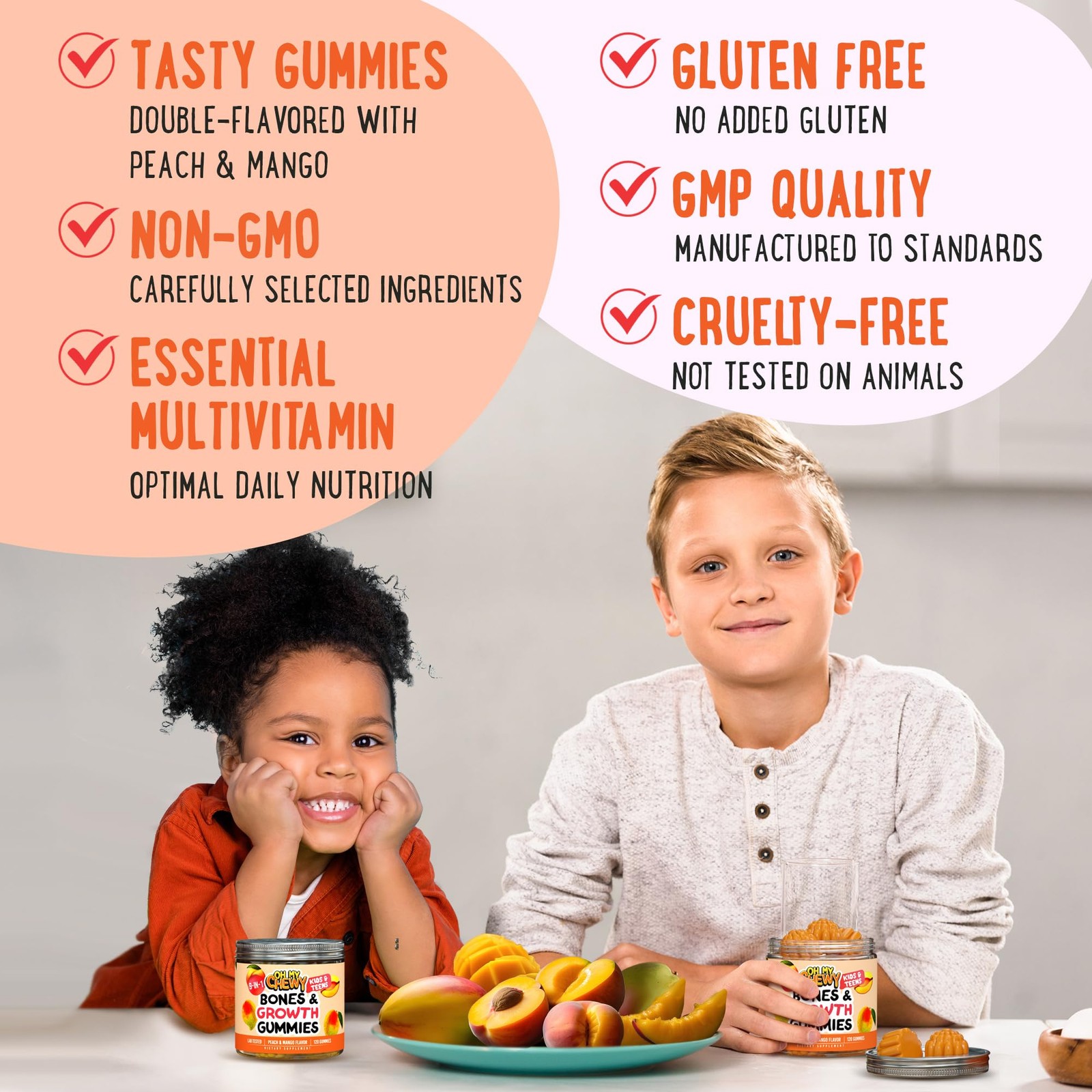 OH MY CHEWY Growth & Bones Fluffy Gummies – Growing Up Support for Kids & Tee…