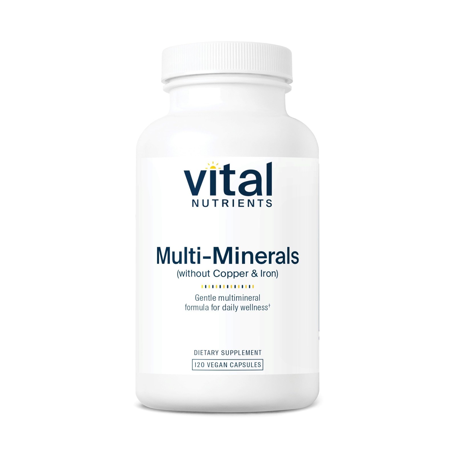 Vital Nutrients Multi-Minerals Citrate/Malate No Copper Iron Vegan 120 Capsules