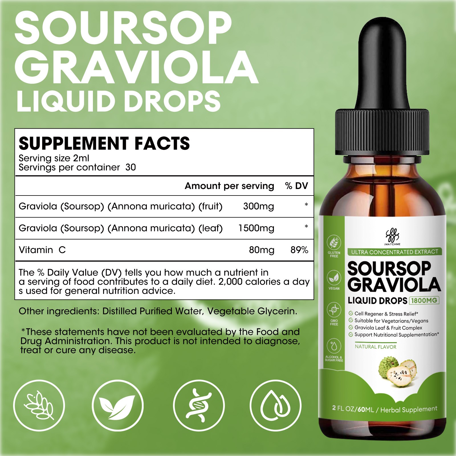 Soursop Bitters Liquid Drops with Sea Moss,,turmeric, Black Pepper 1Oz