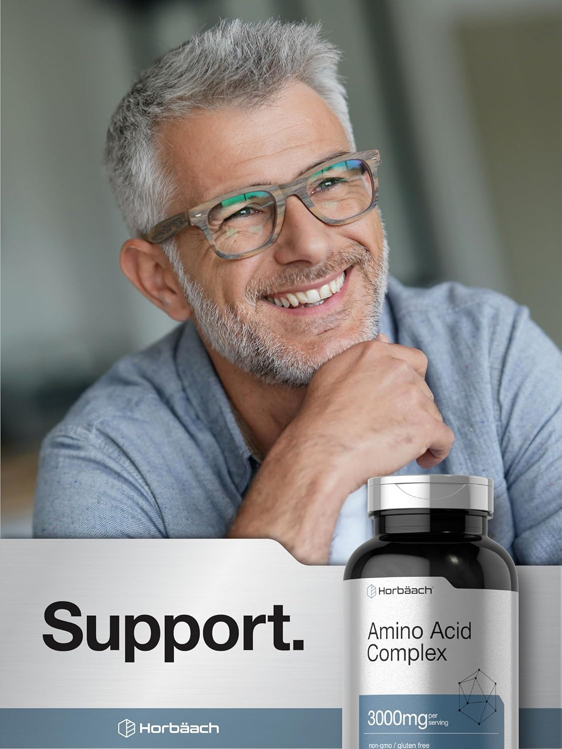 Horbäach Amino Acid Complex 3000Mg | 250 Caplets | Non-Gmo EXP:10/28