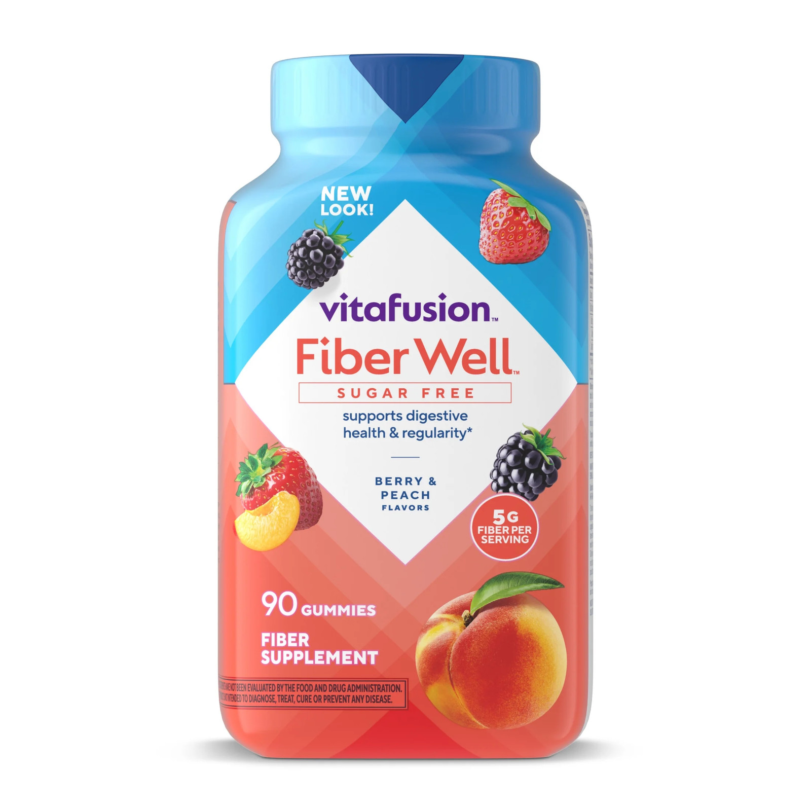 Vitafusion Fiber Well Sugar Free Fiber Supplement Gummies, Fruit Flavored, 90 Co