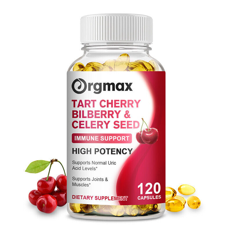120pcs Strength Tart Cherry Extract 1000mg Plus Celery Seed and Bilberry Extract