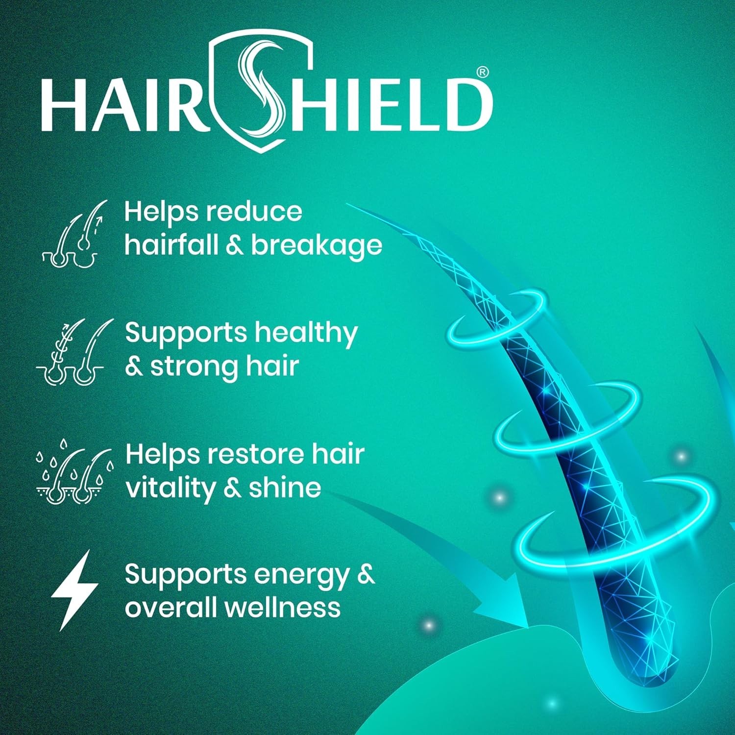 Hair.shield Biotin+ Hair Skin Nails 60 Veg Tablets